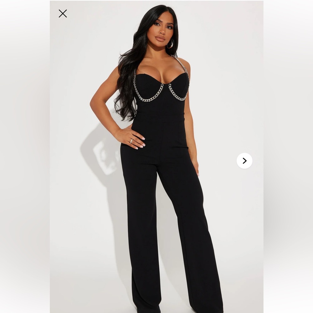 Elegant Black Jumpsuit with Chain Detail